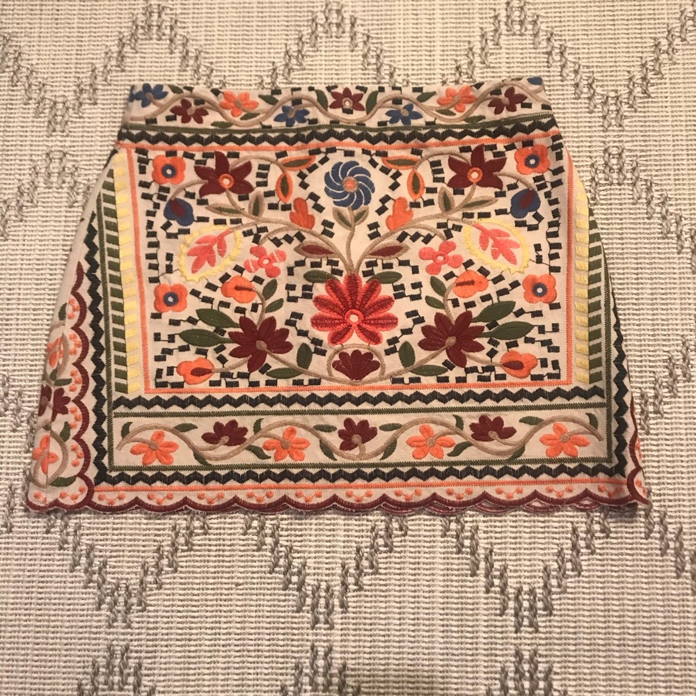 Floral Embroidered Mini Skirt